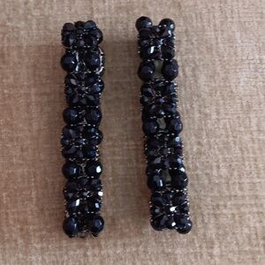 SET OF 2 Multi Strand Stretch Black Beaded Bracelets
